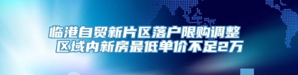 临港自贸新片区落户限购调整 区域内新房最低单价不足2万