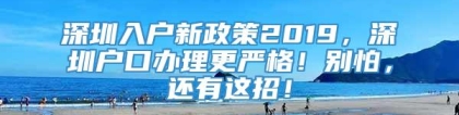 深圳入户新政策2019，深圳户口办理更严格！别怕，还有这招！