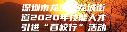 深圳市龙岗区龙城街道2020年技能人才引进“百校行”活动