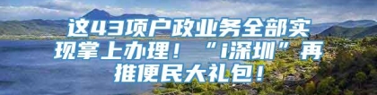 这43项户政业务全部实现掌上办理！“i深圳”再推便民大礼包！