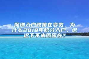 深圳入户政策在变宽，为什么2019年积分入户，迟迟下不来原因在？