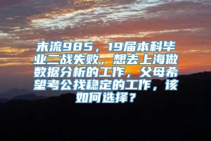 末流985，19届本科毕业二战失败，想去上海做数据分析的工作，父母希望考公找稳定的工作，该如何选择？