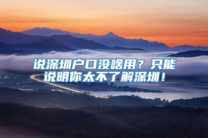 说深圳户口没啥用？只能说明你太不了解深圳！