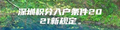 深圳积分入户条件2021新规定。