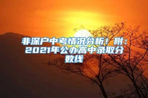 非深户中考情况分析！附：2021年公办高中录取分数线