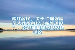 松江居民，关于“加强留学人才投身松江新城建设”，公开征集您的意见和建议→