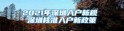 2021年深圳入户新规 深圳核准入户新政策