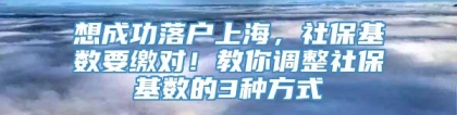 想成功落户上海，社保基数要缴对！教你调整社保基数的3种方式