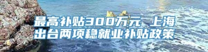 最高补贴300万元 上海出台两项稳就业补贴政策