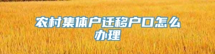 农村集体户迁移户口怎么办理