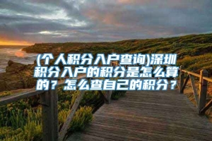 (个人积分入户查询)深圳积分入户的积分是怎么算的？怎么查自己的积分？