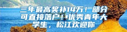 三年最高奖补14万！部分可直接落户！优秀青年大学生，松江欢迎你