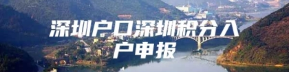 深圳户口深圳积分入户申报