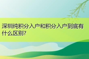 深圳纯积分入户和积分入户到底有什么区别？