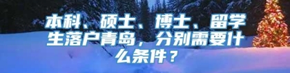 本科、硕士、博士、留学生落户青岛，分别需要什么条件？