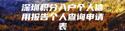 深圳积分入户个人信用报告个人查询申请表