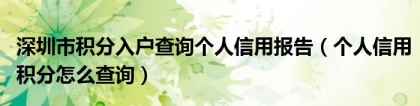 深圳市积分入户查询个人信用报告（个人信用积分怎么查询）