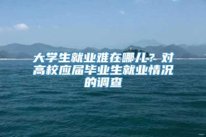 大学生就业难在哪儿？对高校应届毕业生就业情况的调查