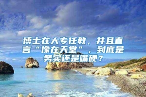 博士在大专任教，并且直言“像在天堂”，到底是务实还是嘴硬？