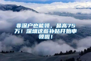 非深户也能领，最高75万！深圳这些补贴开始申领啦！