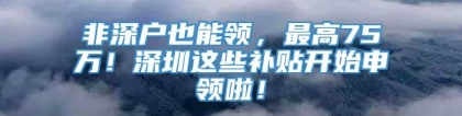 非深户也能领，最高75万！深圳这些补贴开始申领啦！