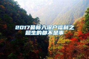 2017最新入深户福利之超生的都不是事