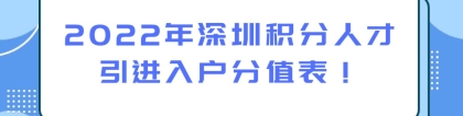 2022年深圳积分人才引进入户分值表！