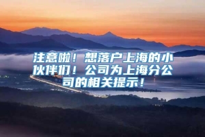 注意啦！想落户上海的小伙伴们！公司为上海分公司的相关提示！