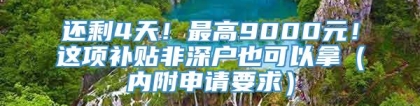 还剩4天！最高9000元！这项补贴非深户也可以拿（内附申请要求）