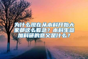 为什么现在从本科开始大家都这么着急？本科生参加科研的意义是什么？