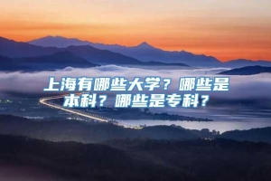 上海有哪些大学？哪些是本科？哪些是专科？