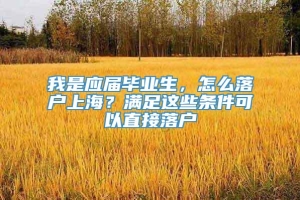 我是应届毕业生，怎么落户上海？满足这些条件可以直接落户