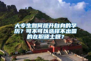 大专生如何提升自身的学历？可不可以选择不出国的在职硕士呀？