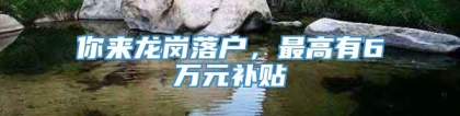 你来龙岗落户，最高有6万元补贴