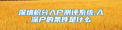 深圳积分入户测评系统,入深户的条件是什么