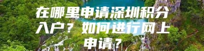 在哪里申请深圳积分入户？如何进行网上申请？