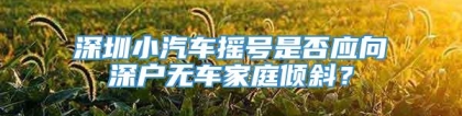 深圳小汽车摇号是否应向深户无车家庭倾斜？