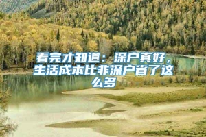 看完才知道：深户真好，生活成本比非深户省了这么多