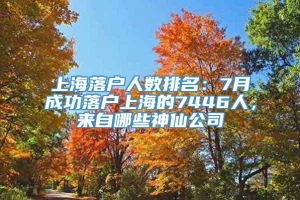 上海落户人数排名：7月成功落户上海的7446人，来自哪些神仙公司