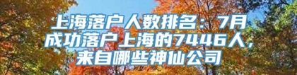 上海落户人数排名：7月成功落户上海的7446人，来自哪些神仙公司