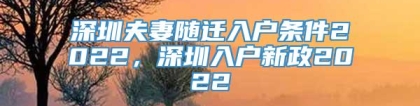 深圳夫妻随迁入户条件2022，深圳入户新政2022