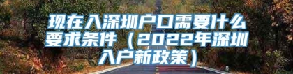 现在入深圳户口需要什么要求条件（2022年深圳入户新政策）