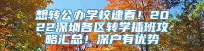 想转公办学校速看！2022深圳各区转学插班攻略汇总！深户有优势