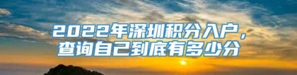 2022年深圳积分入户，查询自己到底有多少分