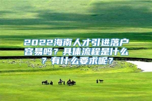 2022海南人才引进落户容易吗？具体流程是什么？有什么要求呢？