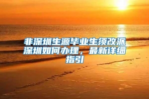 非深圳生源毕业生须改派深圳如何办理，最新详细指引