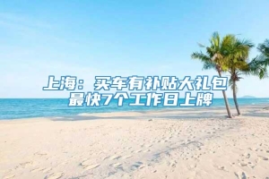 上海：买车有补贴大礼包 最快7个工作日上牌