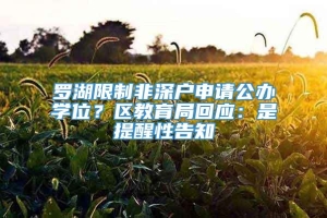 罗湖限制非深户申请公办学位？区教育局回应：是提醒性告知