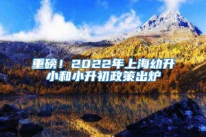 重磅！2022年上海幼升小和小升初政策出炉