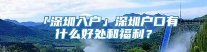 「深圳入户」深圳户口有什么好处和福利？